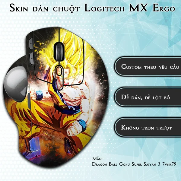 Skin dán chuột Logitech MX Ergo mẫu Dragon Ball Goku Super Saiyan 3 7vnr79