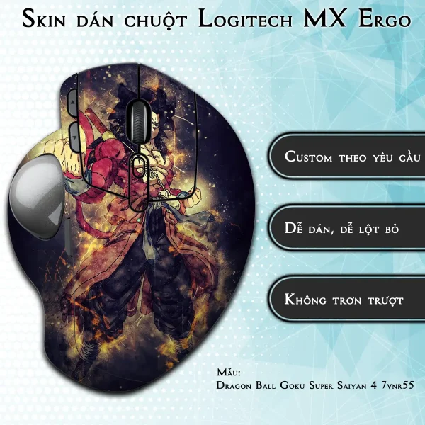 Skin dán chuột Logitech MX Ergo mẫu Dragon Ball Goku Super Saiyan 4 7vnr55
