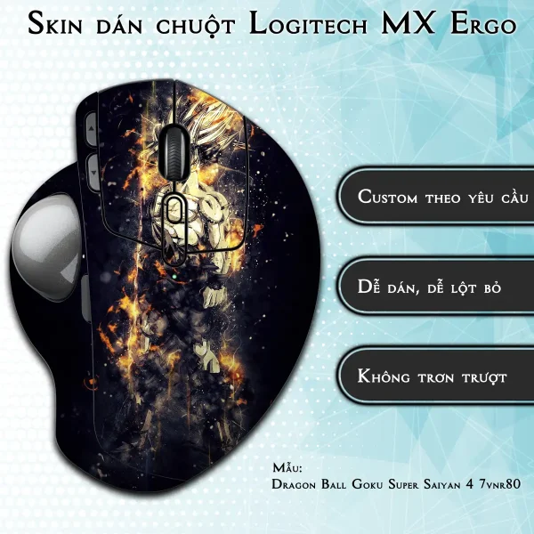 Skin dán chuột Logitech MX Ergo mẫu Dragon Ball Goku Super Saiyan 4 7vnr80