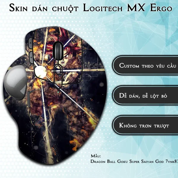 Skin dán chuột Logitech MX Ergo mẫu Dragon Ball Goku Super Saiyan God 7vnr83