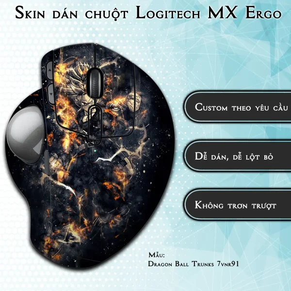 Skin dán chuột Logitech MX Ergo mẫu Dragon Ball Trunks 7vnr91