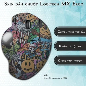 Skin dán chuột Logitech MX Ergo mẫu Drew Stickerbomb stb002