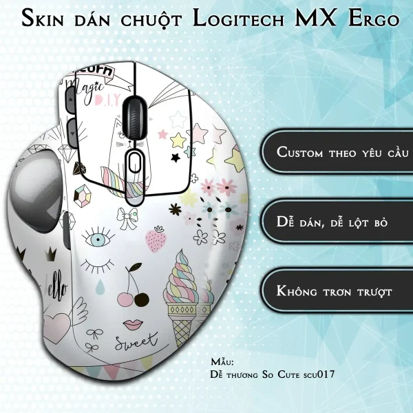 Skin dán chuột Logitech MX Ergo mẫu Dễ thương So Cute scu017