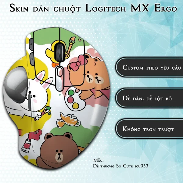 Skin dán chuột Logitech MX Ergo mẫu Dễ thương So Cute scu033