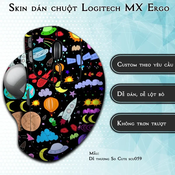 Skin dán chuột Logitech MX Ergo mẫu Dễ thương So Cute scu059