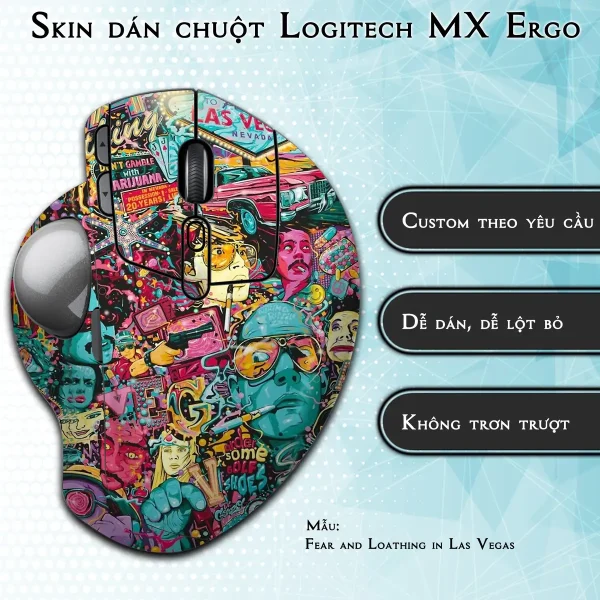 Skin dán chuột Logitech MX Ergo mẫu Fear and Loathing in Las Vegas