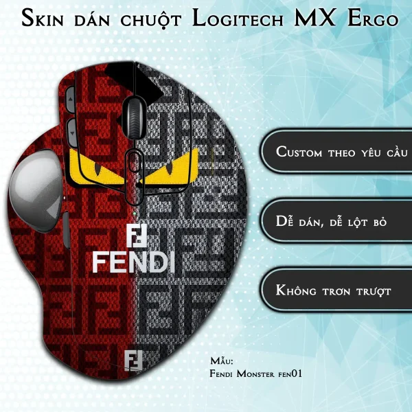Skin dán chuột Logitech MX Ergo mẫu Fendi Monster fen01