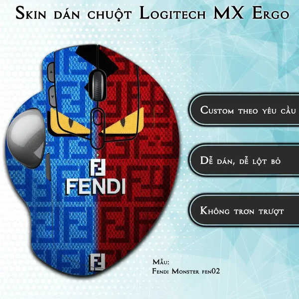 Skin dán chuột Logitech MX Ergo mẫu Fendi Monster fen02
