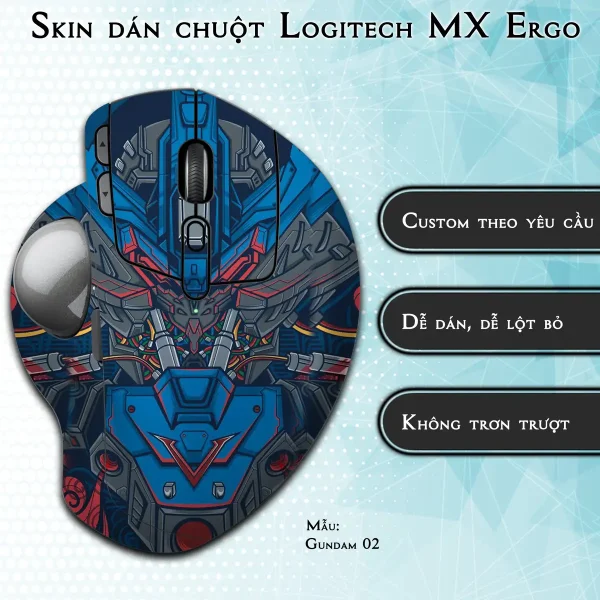Skin dán chuột Logitech MX Ergo mẫu Gundam 02