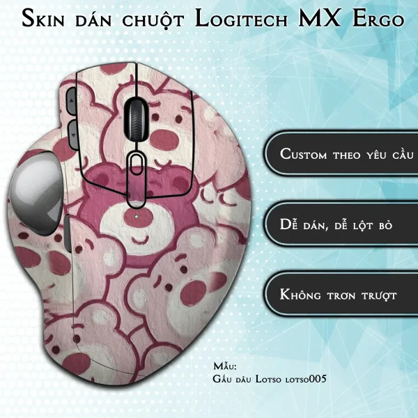Skin dán chuột Logitech MX Ergo mẫu Gấu dâu Lotso lotso005