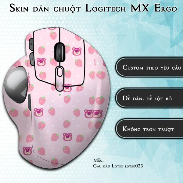 Skin dán chuột Logitech MX Ergo mẫu Gấu dâu Lotso lotso023