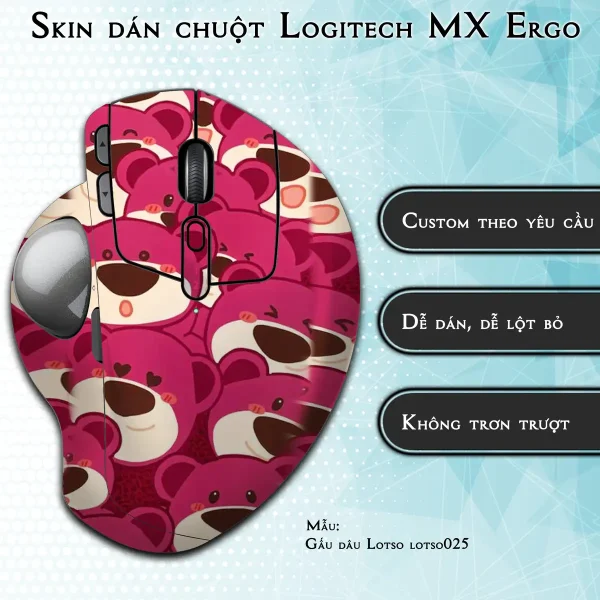 Skin dán chuột Logitech MX Ergo mẫu Gấu dâu Lotso lotso025