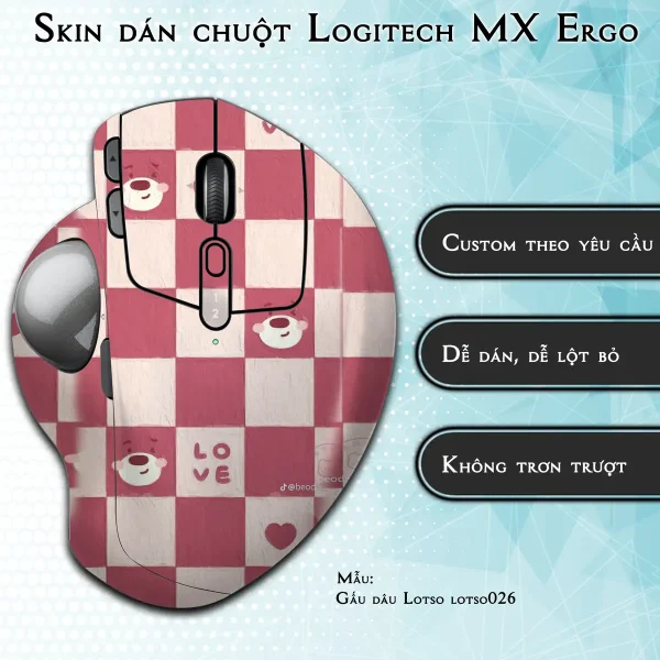 Skin dán chuột Logitech MX Ergo mẫu Gấu dâu Lotso lotso026