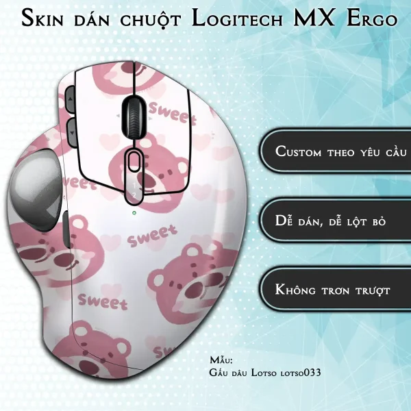 Skin dán chuột Logitech MX Ergo mẫu Gấu dâu Lotso lotso033