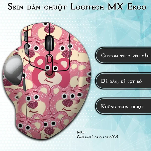 Skin dán chuột Logitech MX Ergo mẫu Gấu dâu Lotso lotso035