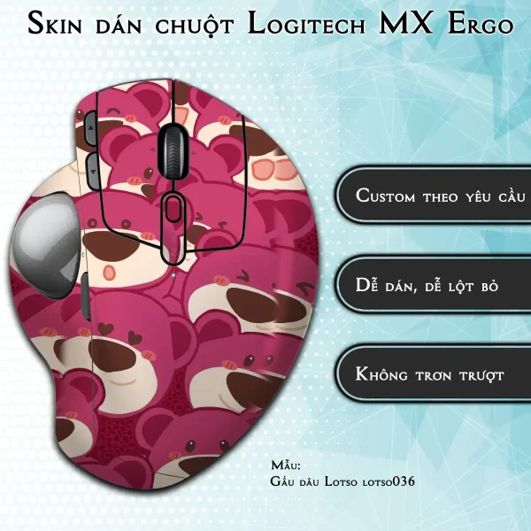 Skin dán chuột Logitech MX Ergo mẫu Gấu dâu Lotso lotso036