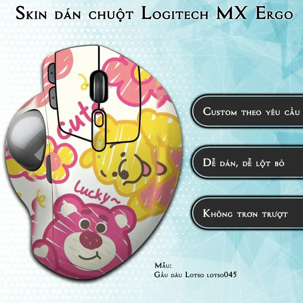 Skin dán chuột Logitech MX Ergo mẫu Gấu dâu Lotso lotso045