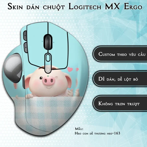 Skin dán chuột Logitech MX Ergo mẫu Heo con dễ thương heo-163