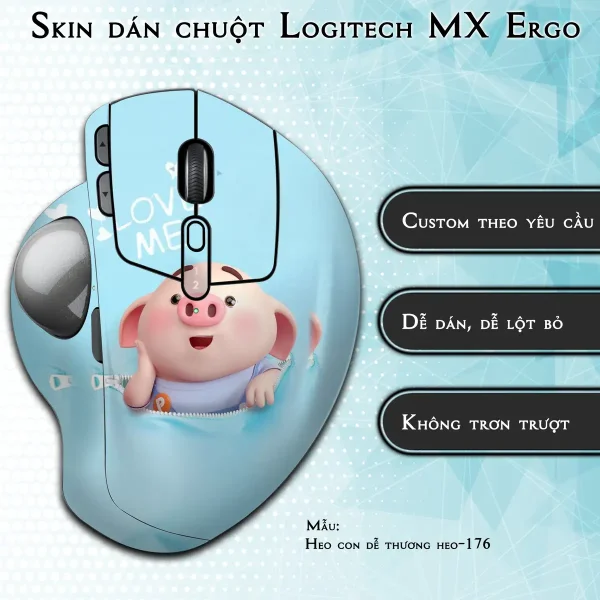 Skin dán chuột Logitech MX Ergo mẫu Heo con dễ thương heo-176