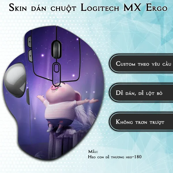 Skin dán chuột Logitech MX Ergo mẫu Heo con dễ thương heo-180