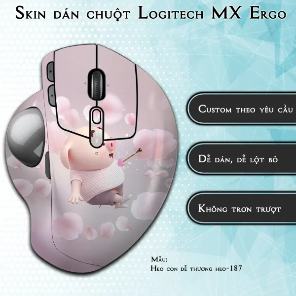 Skin dán chuột Logitech MX Ergo mẫu Heo con dễ thương heo-187