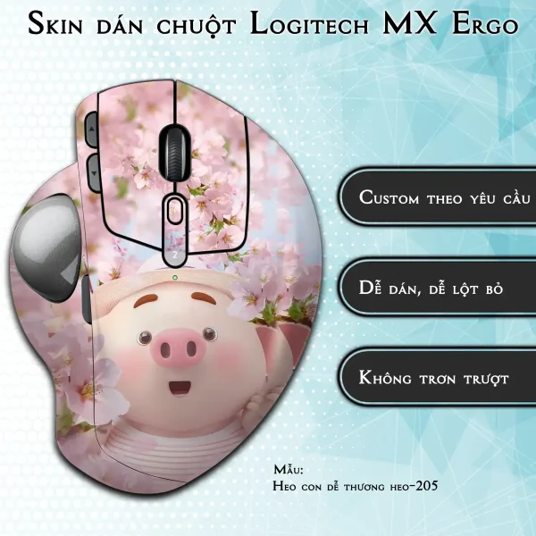 Skin dán chuột Logitech MX Ergo mẫu Heo con dễ thương heo-205