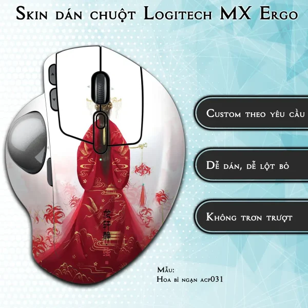 Skin dán chuột Logitech MX Ergo mẫu Hoa bỉ ngạn acp031