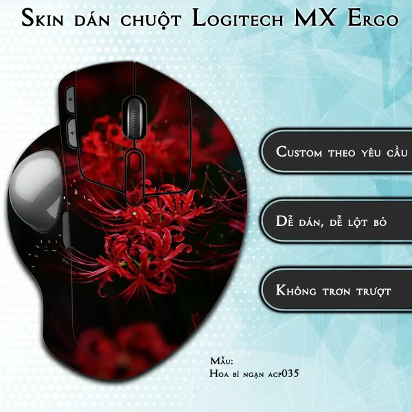 Skin dán chuột Logitech MX Ergo mẫu Hoa bỉ ngạn acp035