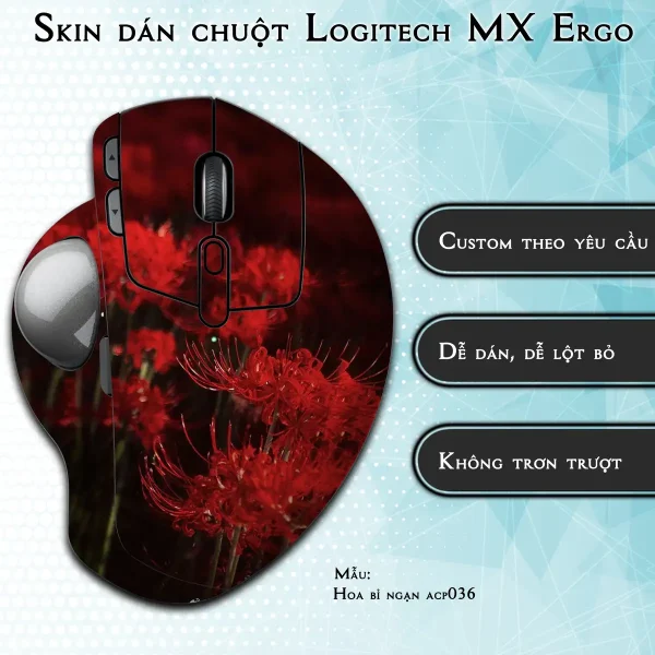 Skin dán chuột Logitech MX Ergo mẫu Hoa bỉ ngạn acp036