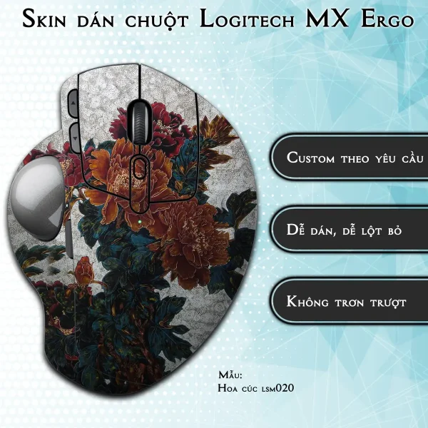 Skin dán chuột Logitech MX Ergo mẫu Hoa cúc lsm020