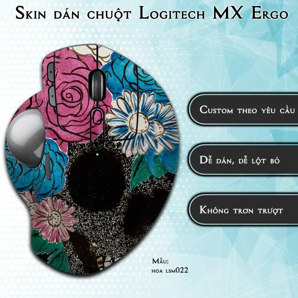 Skin dán chuột Logitech MX Ergo mẫu hoa lsm022