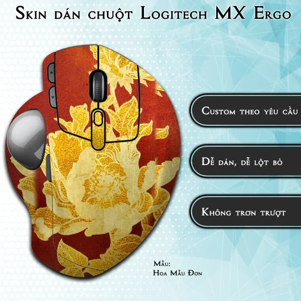 Skin dán chuột Logitech MX Ergo mẫu Hoa Mẫu Đơn
