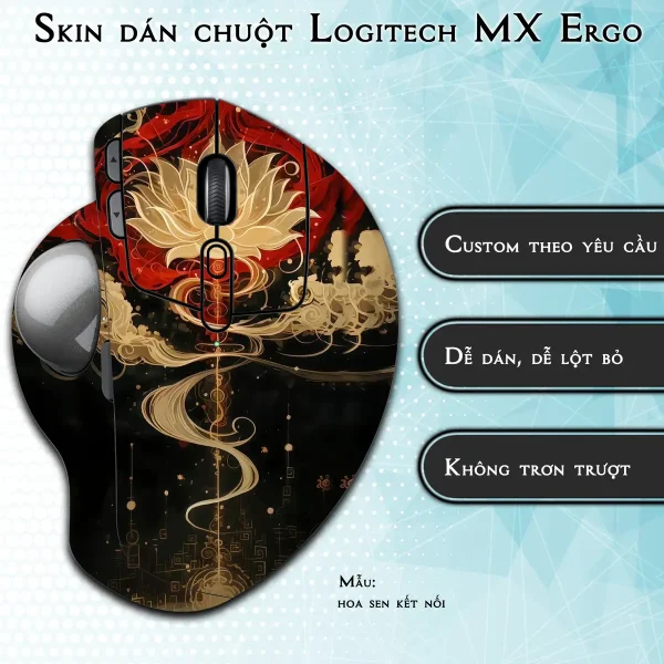 Skin dán chuột Logitech MX Ergo mẫu hoa sen kết nối