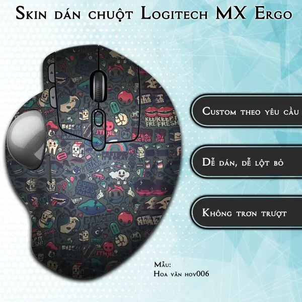 Skin dán chuột Logitech MX Ergo mẫu Hoa văn hov006