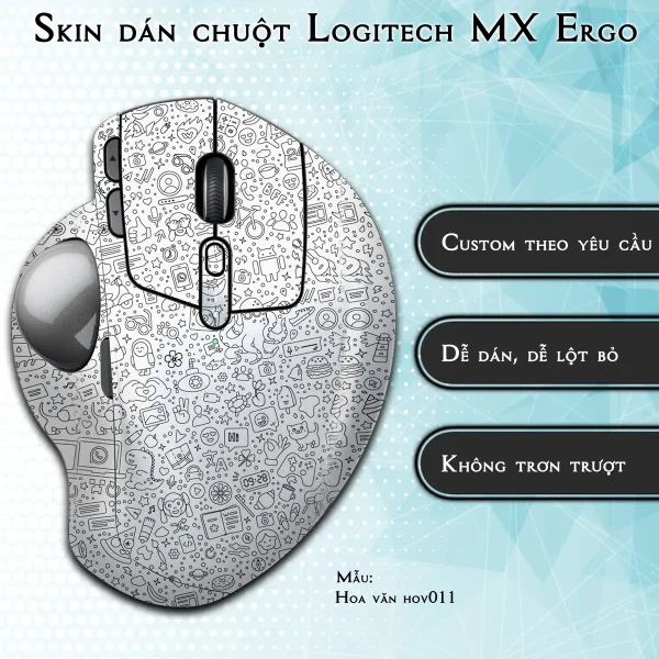 Skin dán chuột Logitech MX Ergo mẫu Hoa văn hov011