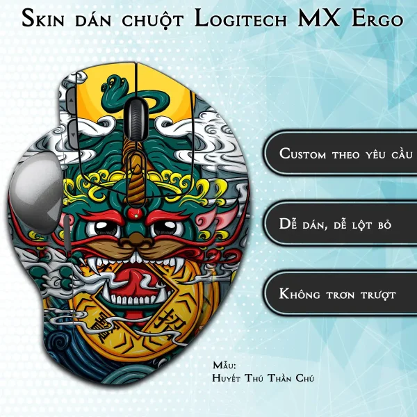 Skin dán chuột Logitech MX Ergo mẫu Huyết Thú Thần Chú