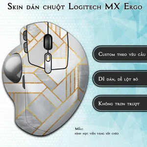 Skin dán chuột Logitech MX Ergo mẫu hình học viền vàng xếp chéo