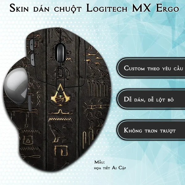 Skin dán chuột Logitech MX Ergo mẫu họa tiết Ai Cập