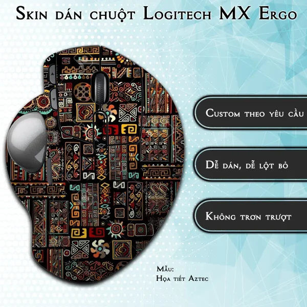 Skin dán chuột Logitech MX Ergo mẫu Họa tiết Aztec