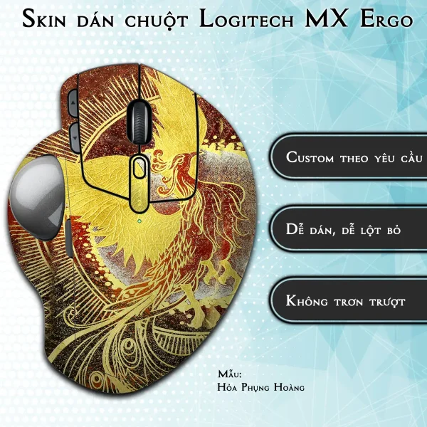 Skin dán chuột Logitech MX Ergo mẫu Hỏa Phụng Hoàng