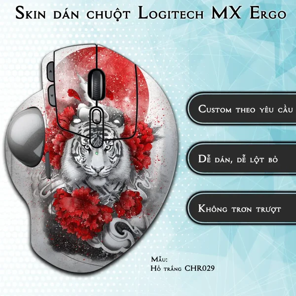 Skin dán chuột Logitech MX Ergo mẫu Hổ trắng CHR029