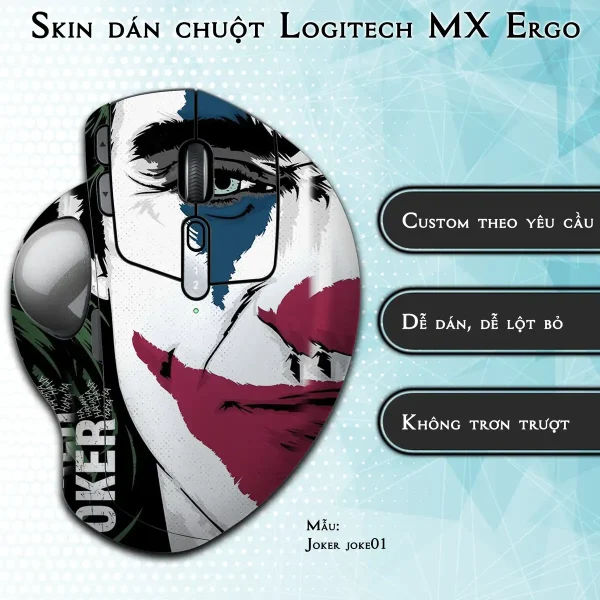 Skin dán chuột Logitech MX Ergo mẫu Joker joke01