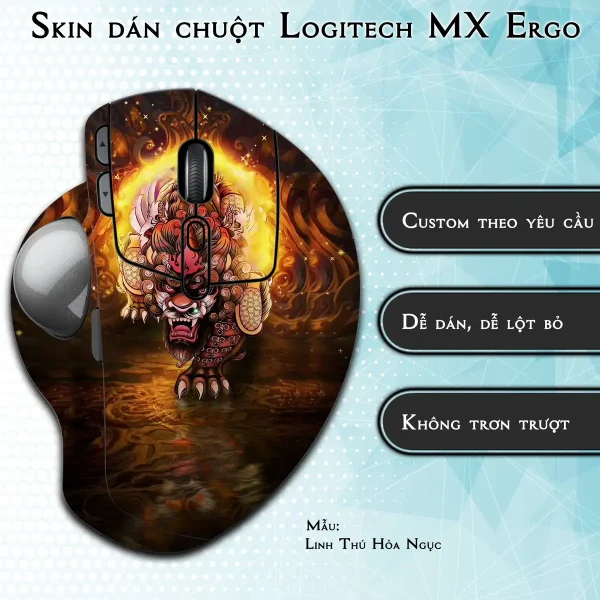 Skin dán chuột Logitech MX Ergo mẫu Linh Thú Hỏa Ngục