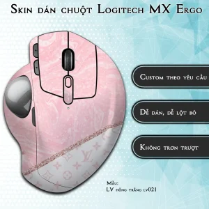 Skin dán chuột Logitech MX Ergo mẫu LV hồng trắng lv021