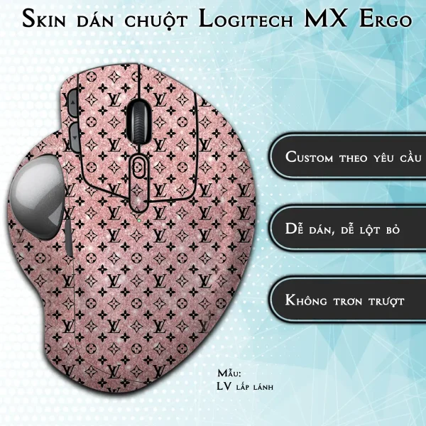 Skin dán chuột Logitech MX Ergo mẫu LV lấp lánh