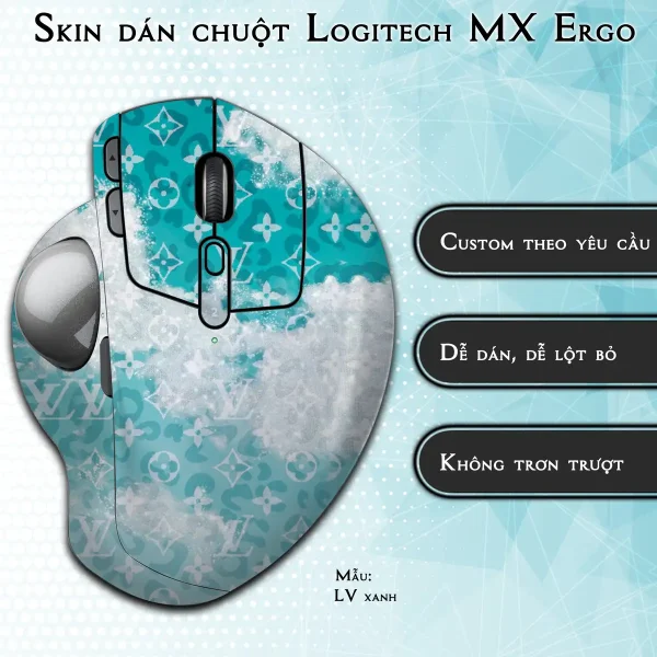 Skin dán chuột Logitech MX Ergo mẫu LV xanh