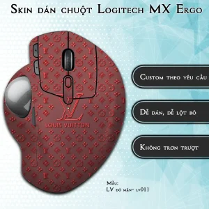 Skin dán chuột Logitech MX Ergo mẫu LV đỏ mận- lv011