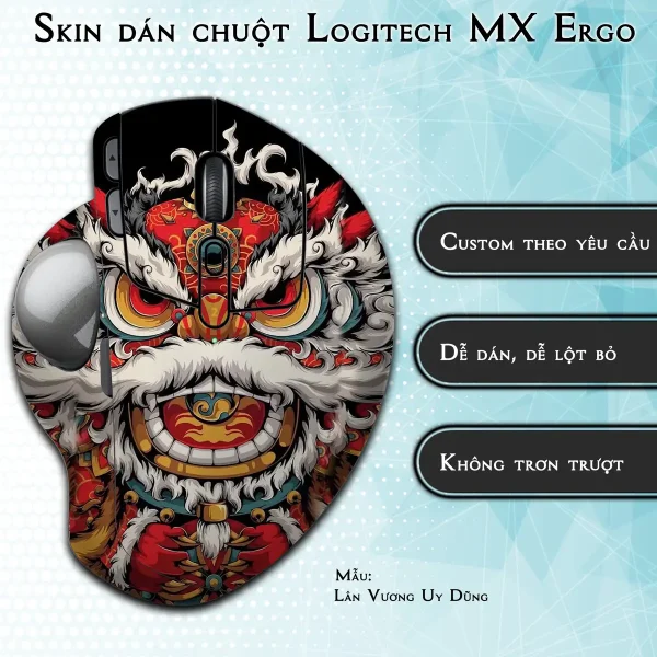 Skin dán chuột Logitech MX Ergo mẫu Lân Vương Uy Dũng