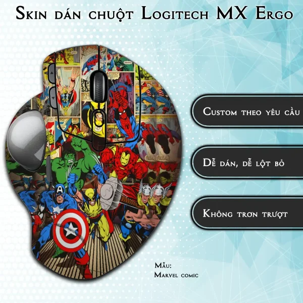 Skin dán chuột Logitech MX Ergo mẫu Marvel comic