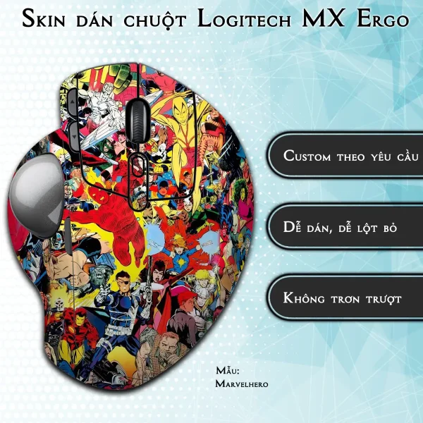 Skin dán chuột Logitech MX Ergo mẫu Marvelhero